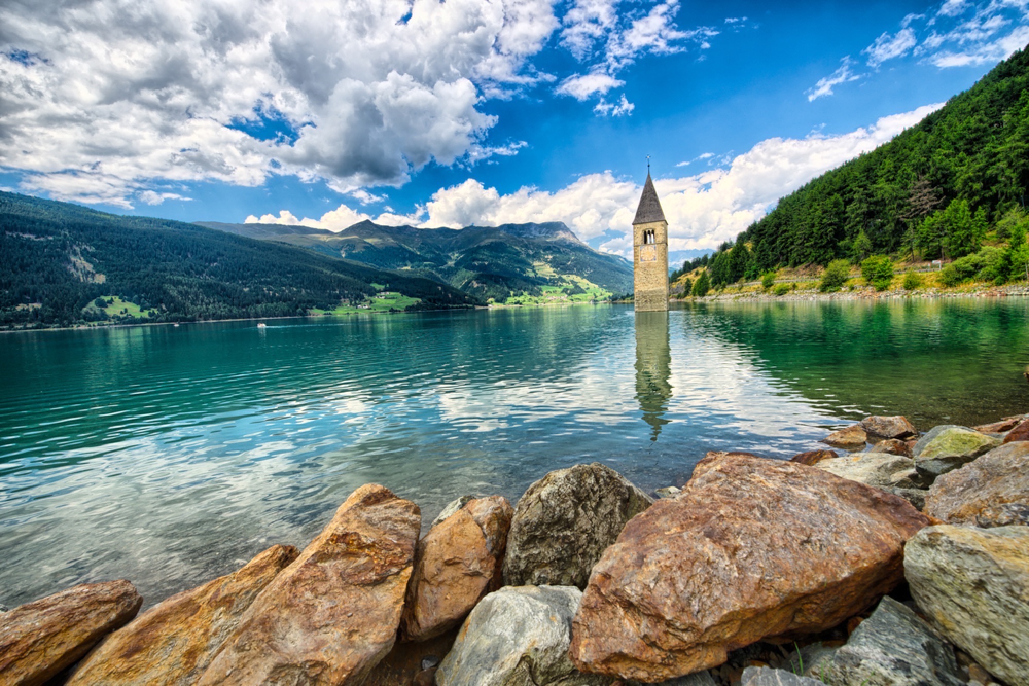 Graun Church Tower, Lake Resia, South Tyrol 